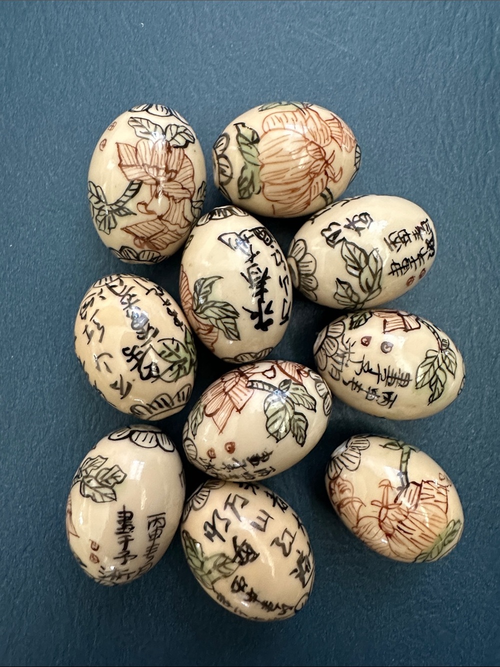 Rare Vintage Large Oval Porcelain Beads